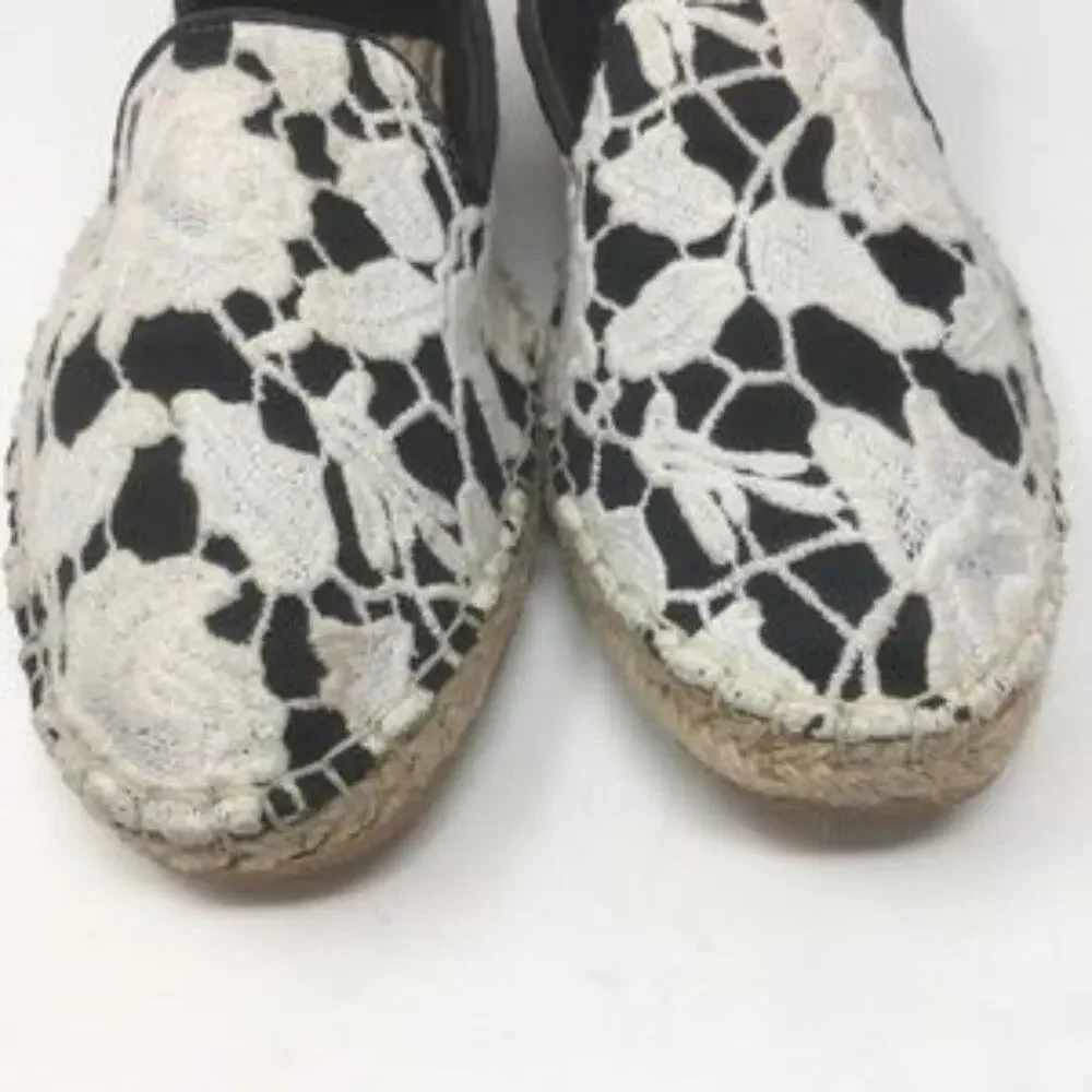 Cole Haan Black Floral Embroidered Lace Espadrille